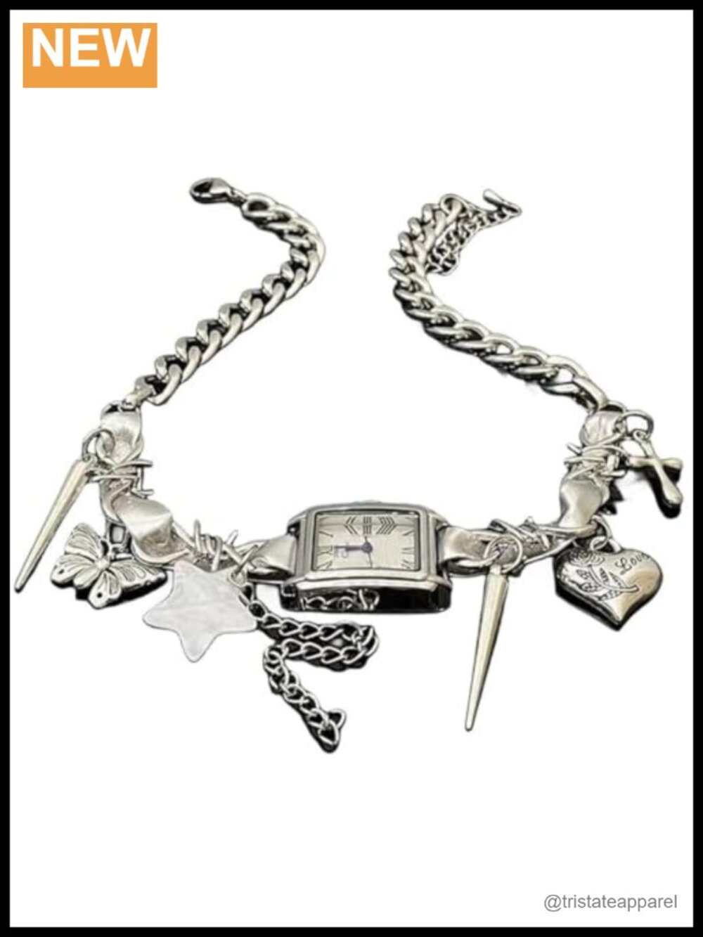 Punk Bow Tie Watch Pendant Necklace Star Rivets Retro Choker